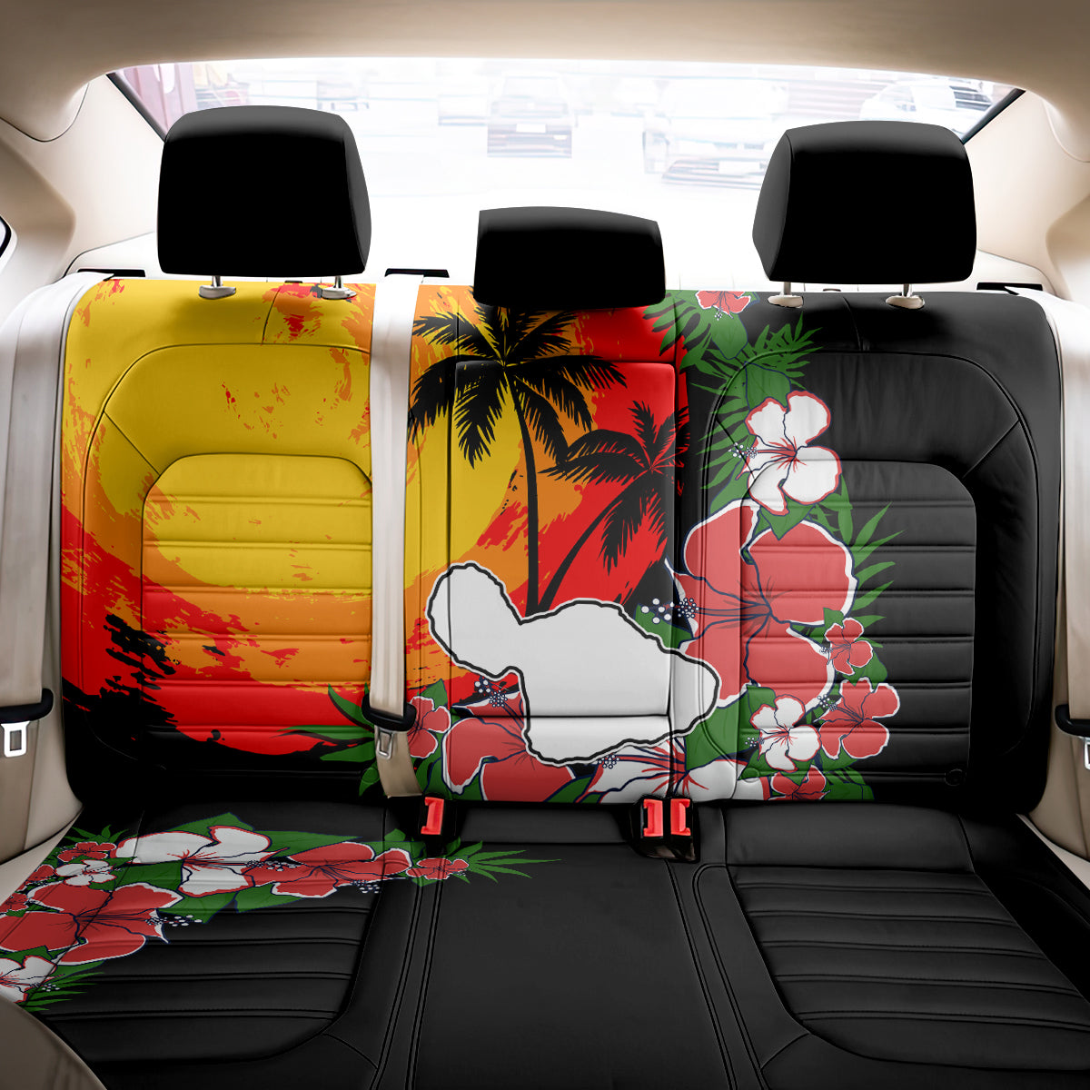 Hawaii Maui Island Back Car Seat Cover Maui Map With Tropical Forest Vintage Style