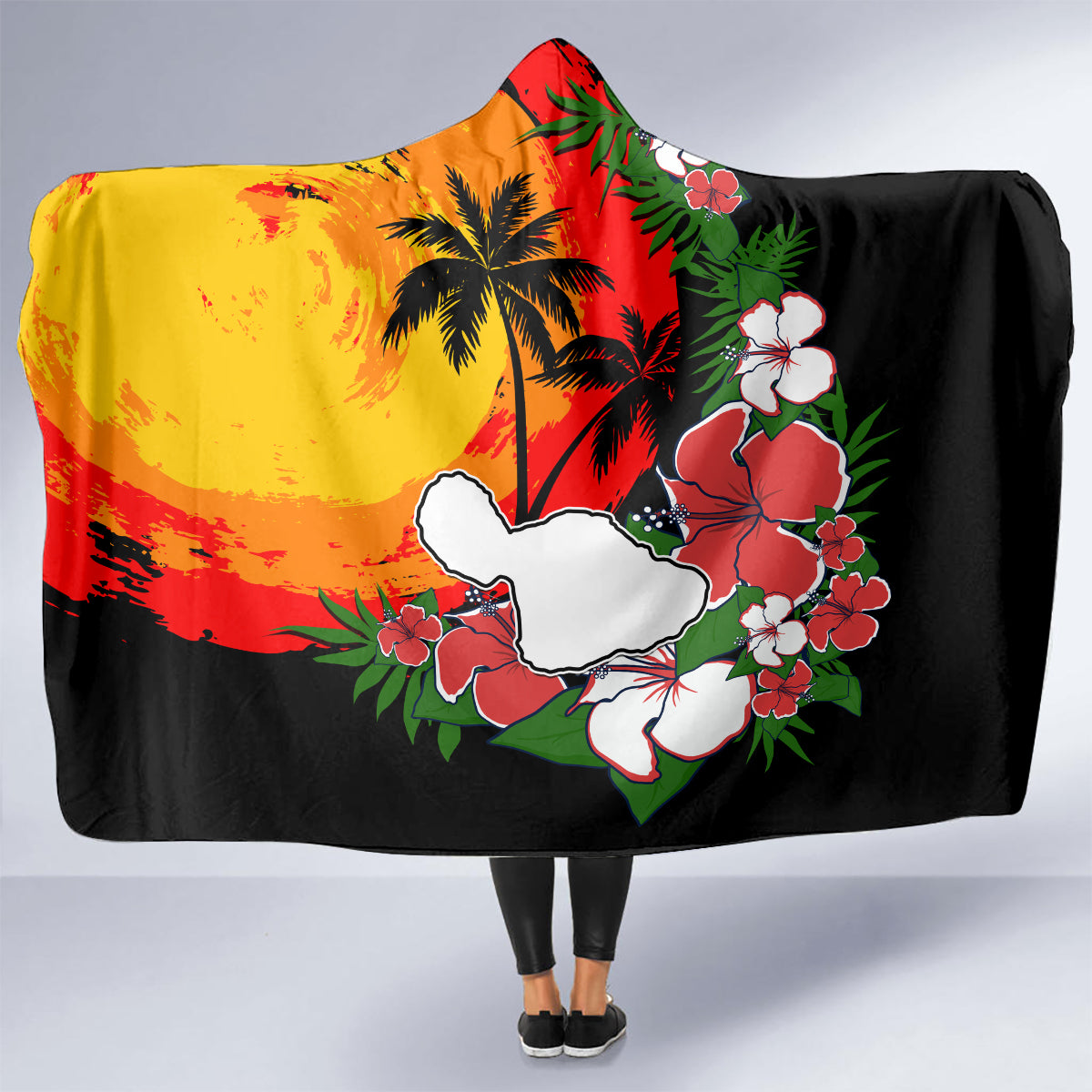 Hawaii Maui Island Hooded Blanket Maui Map With Tropical Forest Vintage Style LT03 - Polynesian Pride