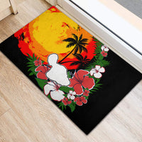 Hawaii Maui Island Rubber Doormat Maui Map With Tropical Forest Vintage Style LT03 - Polynesian Pride