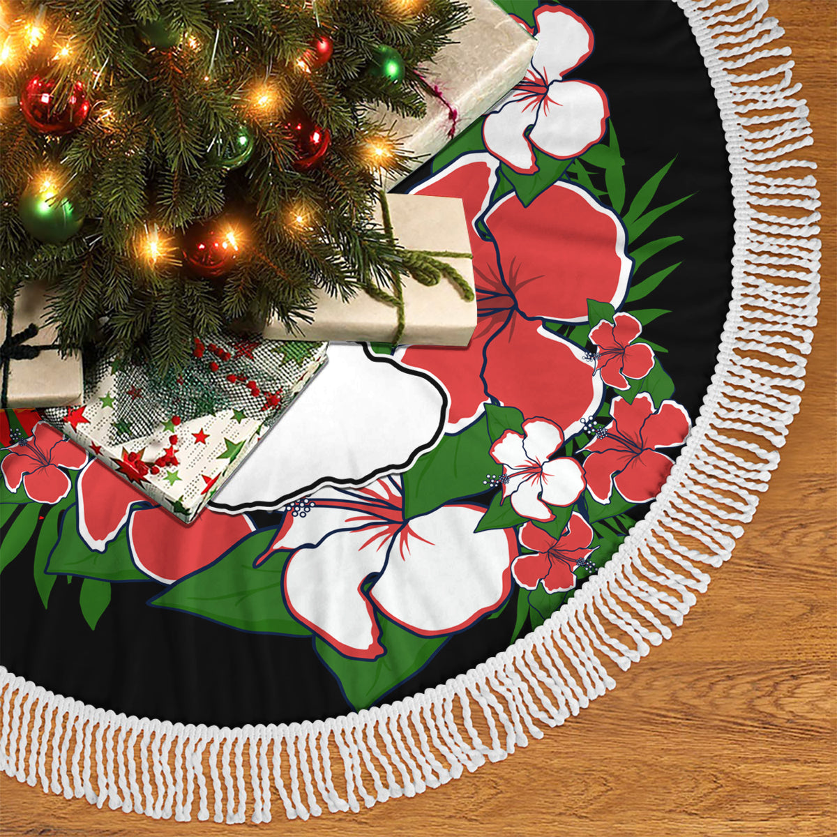 Custom Hawaii Maui Island Tree Skirt Maui Map With Tropical Forest Vintage Style LT03 - Polynesian Pride