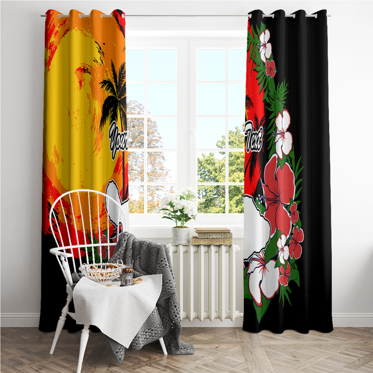 Custom Hawaii Maui Island Window Curtain Maui Map With Tropical Forest Vintage Style LT03 - Polynesian Pride