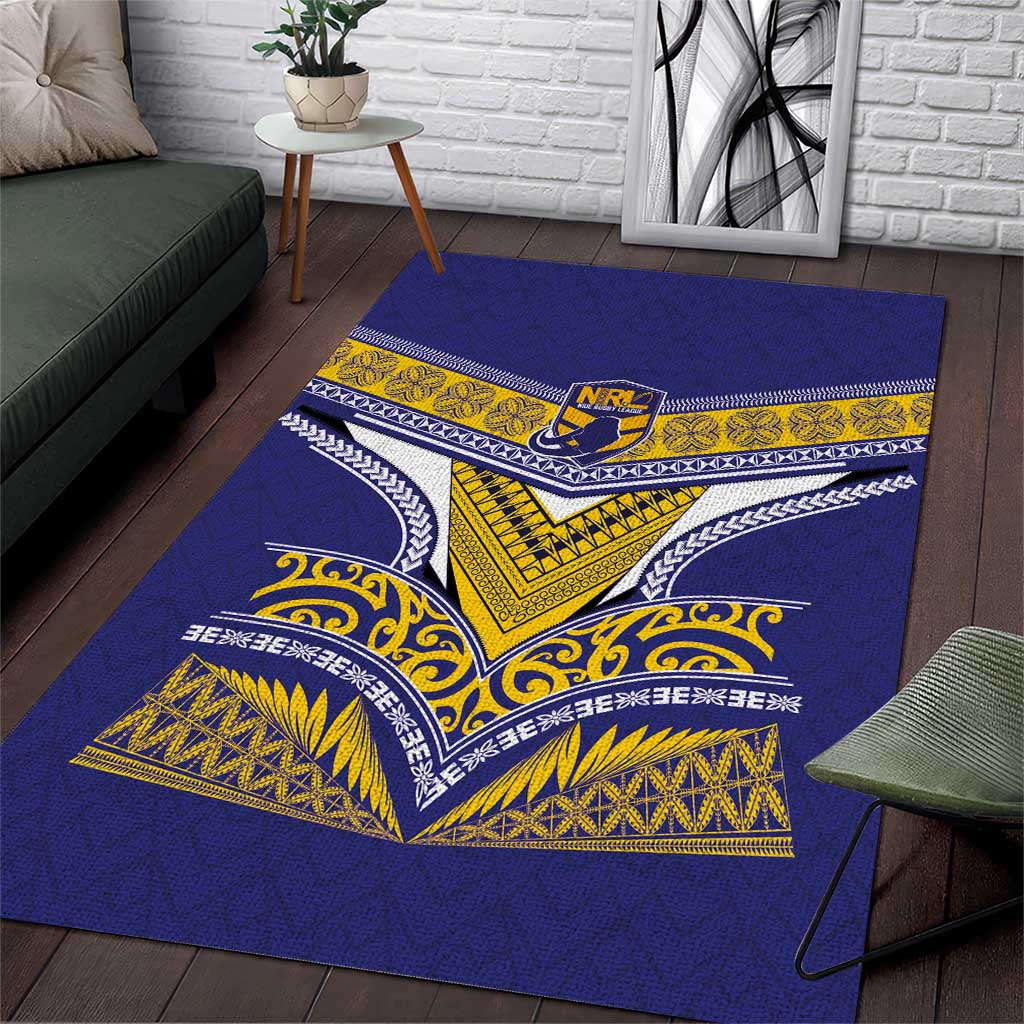 Rugby Niue Area Rug Hiapo Tribal Heritage Tattoos Blue Color - Polynesian Pride
