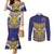 Custom Rugby Niue Couples Matching Mermaid Dress and Long Sleeve Button Shirt Hiapo Tribal Heritage Tattoos Blue Color - Polynesian Pride