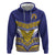 Custom Rugby Niue Hoodie Hiapo Tribal Heritage Tattoos Blue Color - Polynesian Pride