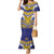 Custom Rugby Niue Mermaid Dress Hiapo Tribal Heritage Tattoos Blue Color - Polynesian Pride