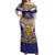 Custom Rugby Niue Off Shoulder Maxi Dress Hiapo Tribal Heritage Tattoos Blue Color - Polynesian Pride
