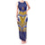 Custom Rugby Niue Tank Maxi Dress Hiapo Tribal Heritage Tattoos Blue Color - Polynesian Pride