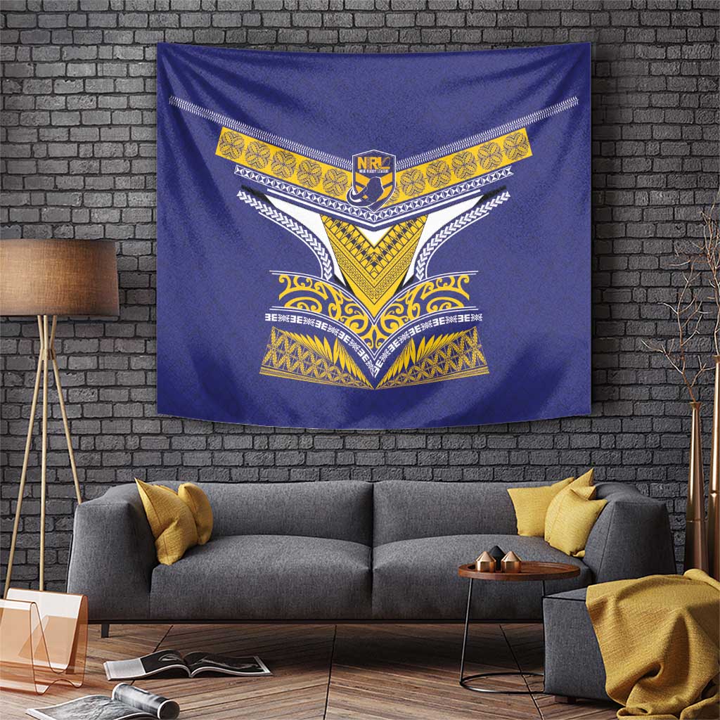 Rugby Niue Tapestry Hiapo Tribal Heritage Tattoos Blue Color - Polynesian Pride