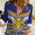 Custom Rugby Niue Women Casual Shirt Hiapo Tribal Heritage Tattoos Blue Color - Polynesian Pride