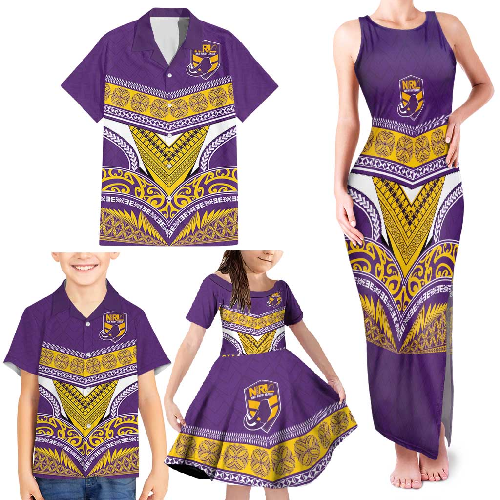 Custom Rugby Niue Family Matching Tank Maxi Dress and Hawaiian Shirt Hiapo Tribal Heritage Tattoos Purple Color - Polynesian Pride