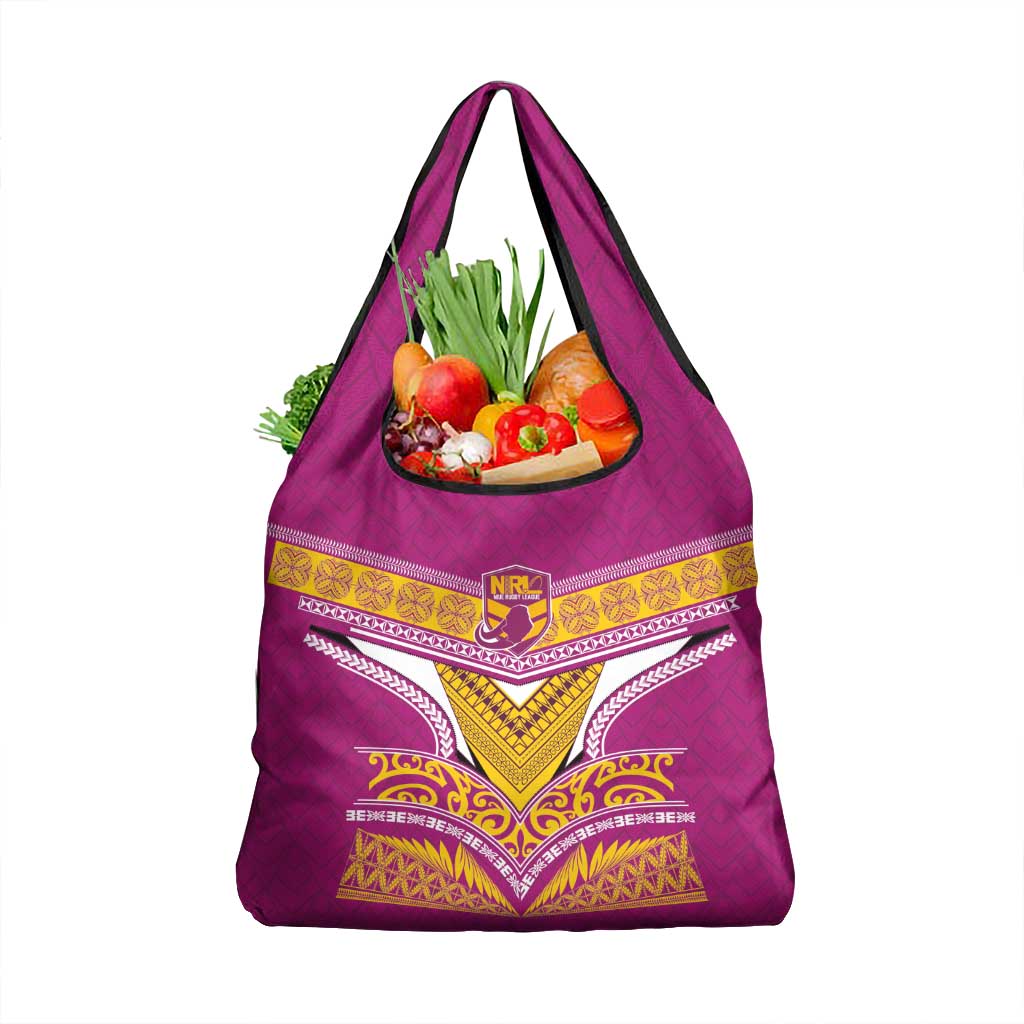 Rugby Niue Grocery Bag Hiapo Tribal Heritage Tattoos Pink Color - Polynesian Pride