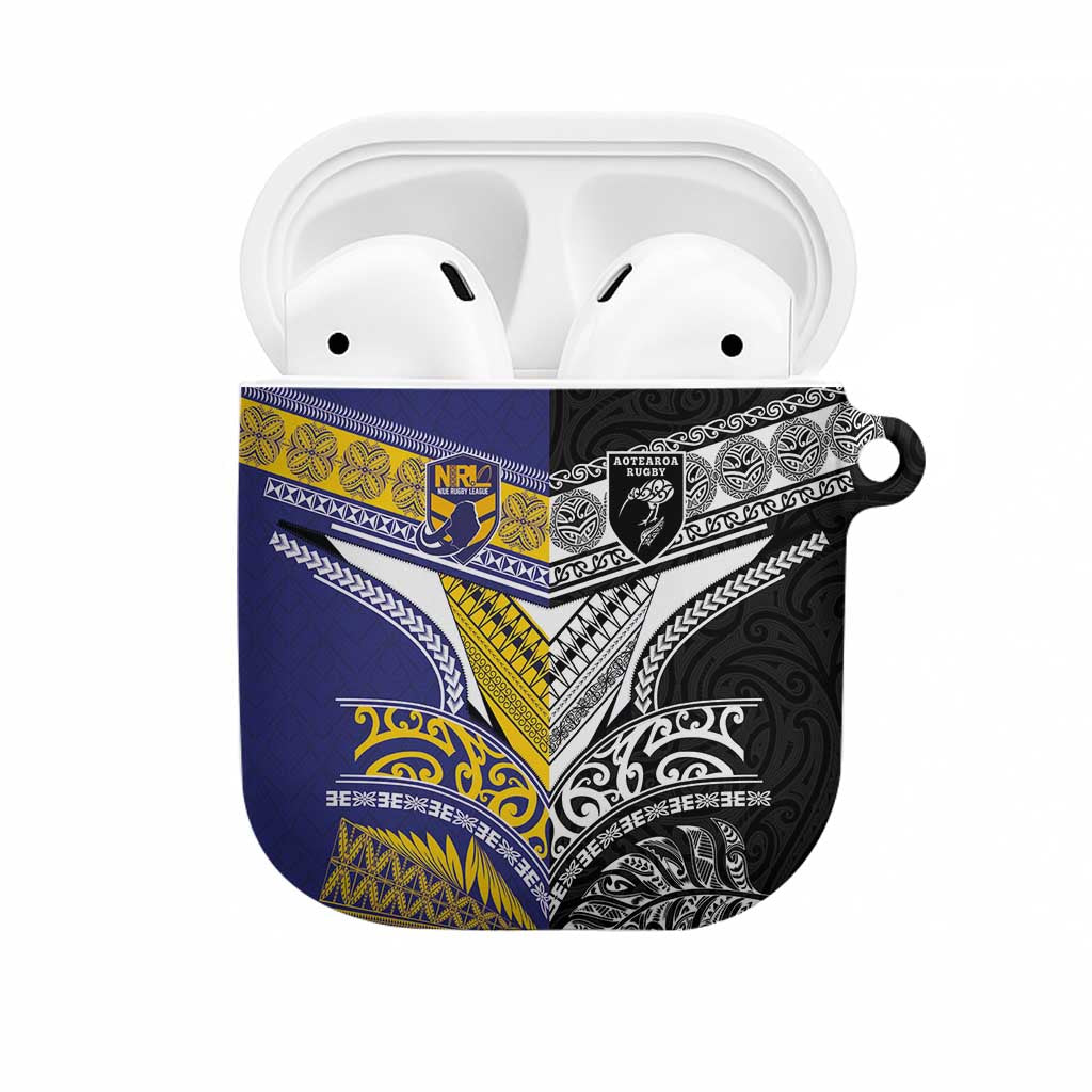 Rugby Niue and Aotearoa AirPods Case Hiapo with Maori Moko Tribal Heritage Tattoos - Polynesian Pride