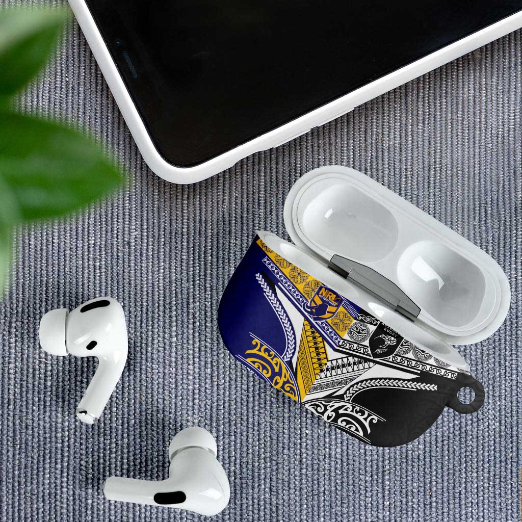 Rugby Niue and Aotearoa AirPods Case Hiapo with Maori Moko Tribal Heritage Tattoos - Polynesian Pride