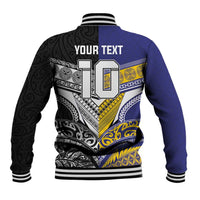Custom Rugby Niue and Aotearoa Baseball Jacket Hiapo with Maori Moko Tribal Heritage Tattoos - Polynesian Pride