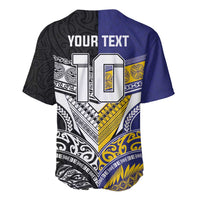 Custom Rugby Niue and Aotearoa Baseball Jersey Hiapo with Maori Moko Tribal Heritage Tattoos - Polynesian Pride