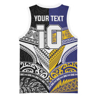 Custom Rugby Niue and Aotearoa Basketball Jersey Hiapo with Maori Moko Tribal Heritage Tattoos - Polynesian Pride