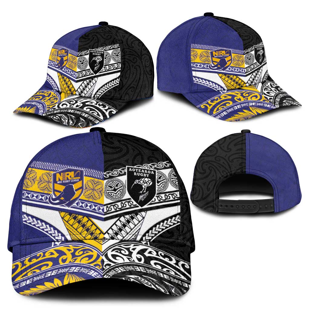 Niue and Aotearoa Rugby Classic Cap Hiapo with Maori Moko Tribal Heritage Tattoos - Polynesian Pride