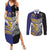 Custom Rugby Niue and Aotearoa Couples Matching Summer Maxi Dress and Long Sleeve Button Shirt Hiapo with Maori Moko Tribal Heritage Tattoos - Polynesian Pride