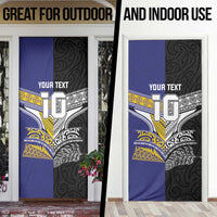 Custom Rugby Niue and Aotearoa Door Cover Hiapo with Maori Moko Tribal Heritage Tattoos - Polynesian Pride