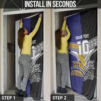 Custom Rugby Niue and Aotearoa Door Cover Hiapo with Maori Moko Tribal Heritage Tattoos - Polynesian Pride