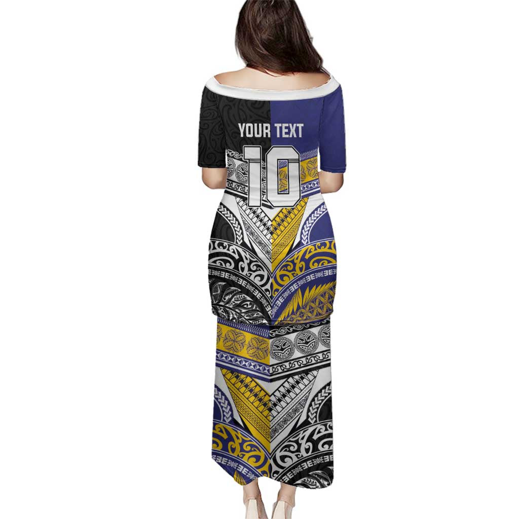 Custom Rugby Niue and Aotearoa Family Matching Puletasi and Hawaiian Shirt Hiapo with Maori Moko Tribal Heritage Tattoos - Polynesian Pride