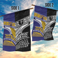 Rugby Niue and Aotearoa Garden Flag Hiapo with Maori Moko Tribal Heritage Tattoos - Polynesian Pride