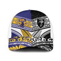 Niue and Aotearoa Rugby Mesh Trucker Cap Hiapo with Maori Moko Tribal Heritage Tattoos - Polynesian Pride