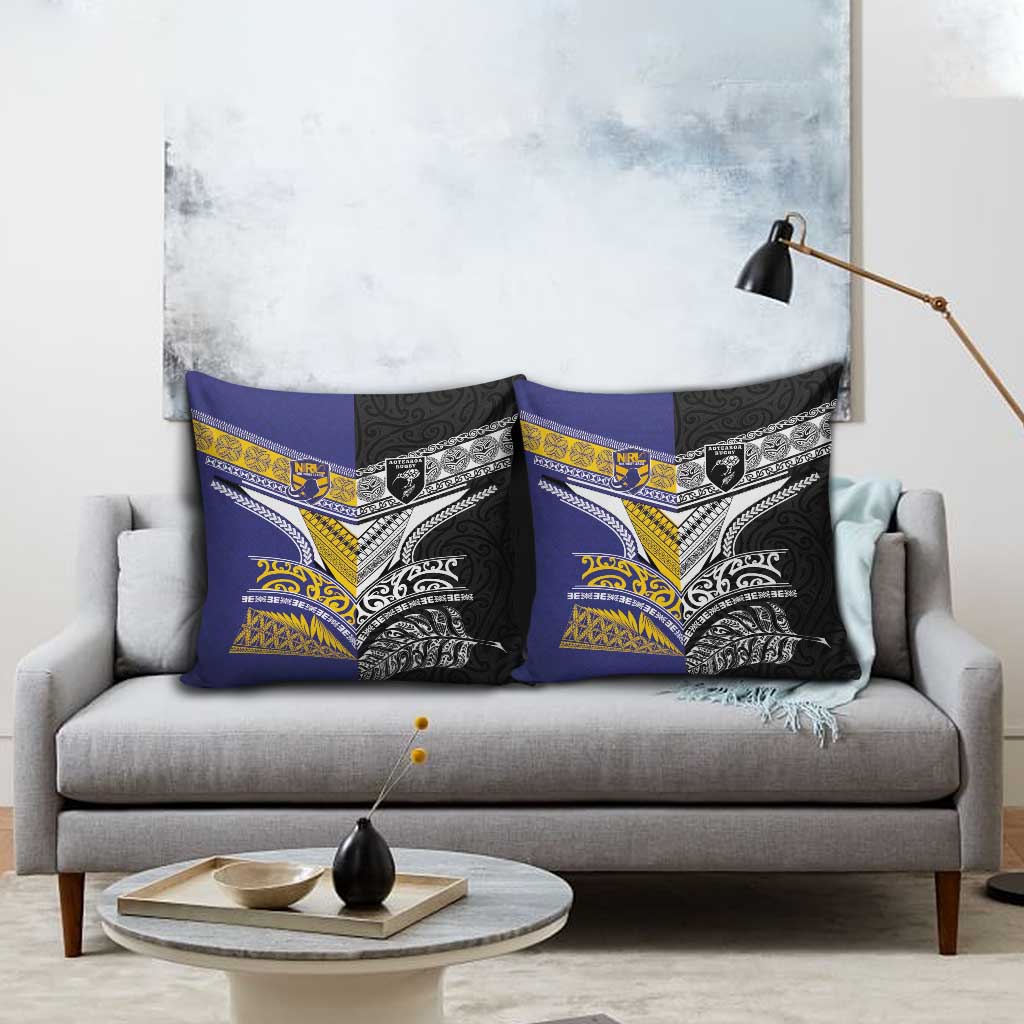 Rugby Niue and Aotearoa Pillow Cover Hiapo with Maori Moko Tribal Heritage Tattoos - Polynesian Pride