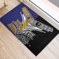 Rugby Niue and Aotearoa Rubber Doormat Hiapo with Maori Moko Tribal Heritage Tattoos - Polynesian Pride