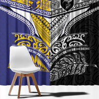 Rugby Niue and Aotearoa Window Curtain Hiapo with Maori Moko Tribal Heritage Tattoos - Polynesian Pride