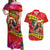 Hawaii Christmas Couples Matching Off Shoulder Maxi Dress and Hawaiian Shirt Hula Girl Hibiscus With Hawaiian Style Tribal Fabric Patchwork LT03 Red - Polynesian Pride