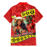 Hawaii Christmas Family Matching Mermaid Dress and Hawaiian Shirt Hula Girl Hibiscus With Hawaiian Style Tribal Fabric Patchwork LT03 - Polynesian Pride