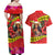 Personalised Hawaii Christmas Couples Matching Off Shoulder Maxi Dress and Hawaiian Shirt Hula Girl Hibiscus With Hawaiian Style Tribal Fabric Patchwork LT03 - Polynesian Pride