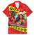 Personalised Hawaii Christmas Family Matching Mermaid Dress and Hawaiian Shirt Hula Girl Hibiscus With Hawaiian Style Tribal Fabric Patchwork LT03 Dad's Shirt - Short Sleeve Red - Polynesian Pride