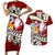 Tahiti Christmas Couples Matching Short Sleeve Bodycon Dress and Hawaiian Shirt Tiare Flowers and Pomarea Nigra with Polynesian Pattern LT03 Red - Polynesian Pride