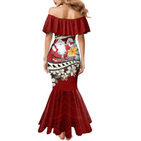 Personalised Tahiti Christmas Mermaid Dress Tiare Flowers and Pomarea Nigra with Polynesian Pattern LT03 - Polynesian Pride