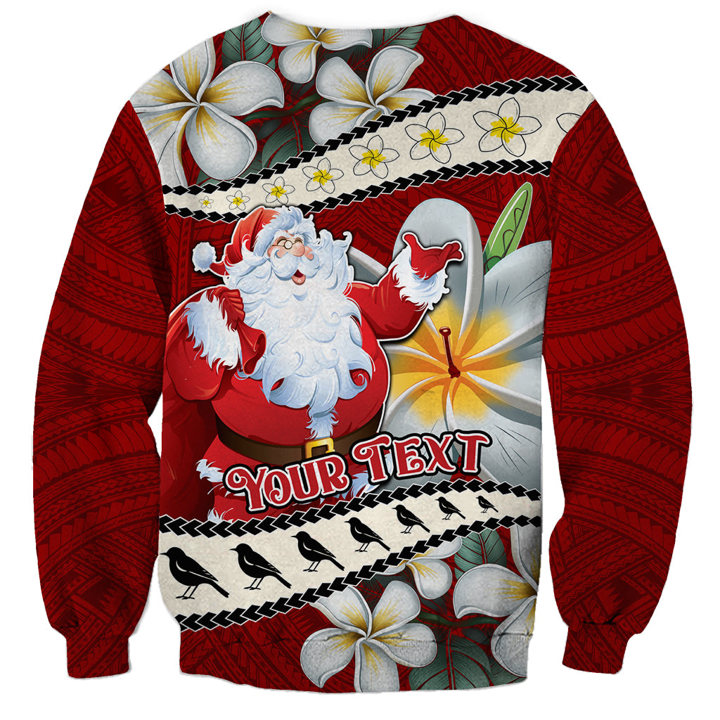 Personalised Tahiti Christmas Sweatshirt Tiare Flowers and Pomarea Nigra with Polynesian Pattern LT03 - Polynesian Pride