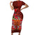 Hawaii KaʻUla Wena ʻIʻiwi Family Matching Short Sleeve Bodycon Dress and Hawaiian Shirt With Tropical Plants and 'Ohi'a lehua Kakau Art Tattoo