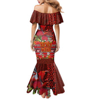Hawaii KaUla Wena Iiwi Mermaid Dress With Tropical Plants and 'Ohi'a lehua Kakau Art Tattoo LT03 - Polynesian Pride