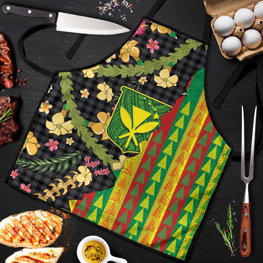 Hawaiian Tropical Plants Lei Apron Kanaka Maoli Tribal with Palaka Motifs LT03 Multicolor - Polynesian Pride