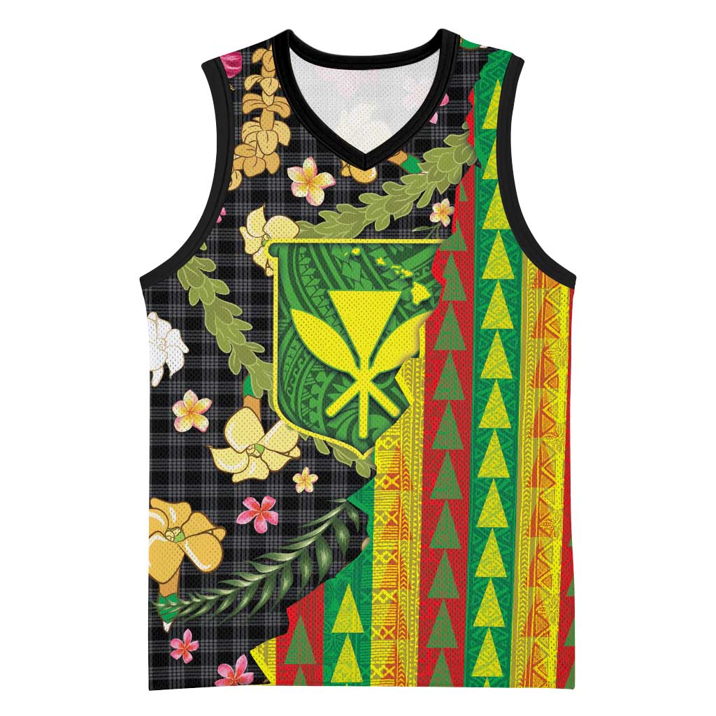 Hawaiian Tropical Plants Lei Basketball Jersey Kanaka Maoli Tribal with Palaka Motifs LT03 Unisex Multicolor - Polynesian Pride