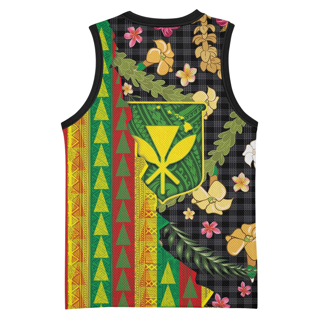 Hawaiian Tropical Plants Lei Basketball Jersey Kanaka Maoli Tribal with Palaka Motifs LT03 - Polynesian Pride