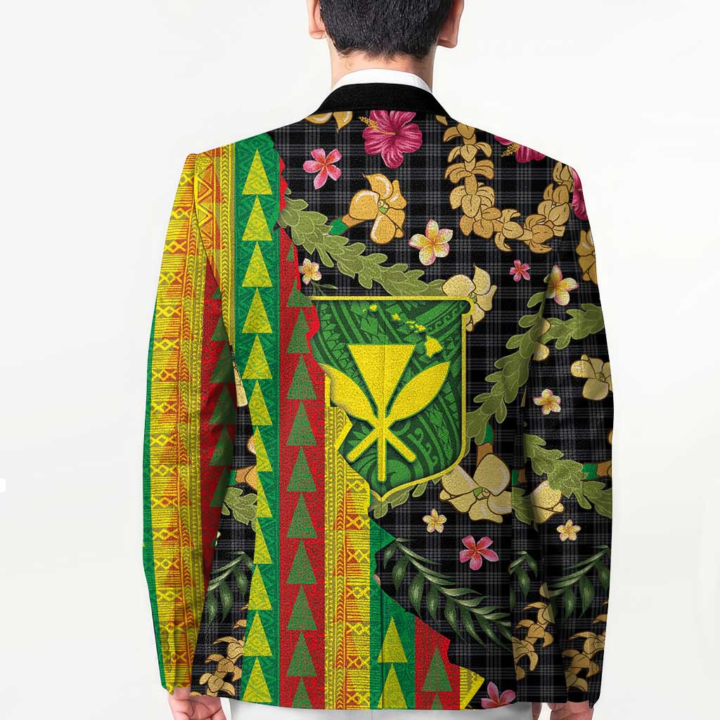 Hawaiian Tropical Plants Lei Blazer Kanaka Maoli Tribal with Palaka Motifs LT03 - Polynesian Pride