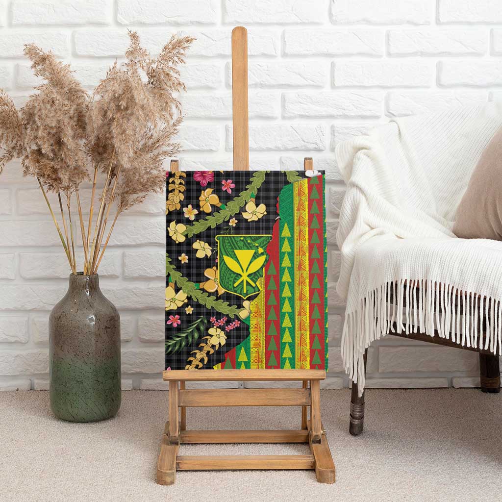 Hawaiian Tropical Plants Lei Canvas Wall Art Kanaka Maoli Tribal with Palaka Motifs - Polynesian Pride