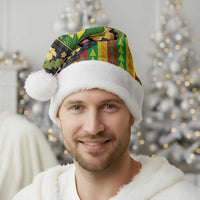 Hawaiian Tropical Plants Lei Christmas Santa Hat Kanaka Maoli Tribal with Palaka Motifs - Polynesian Pride
