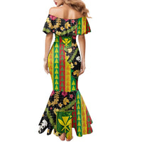 Hawaiian Tropical Plants Lei Family Matching Mermaid Dress and Hawaiian Shirt Kanaka Maoli Tribal with Palaka Motifs LT03 - Polynesian Pride