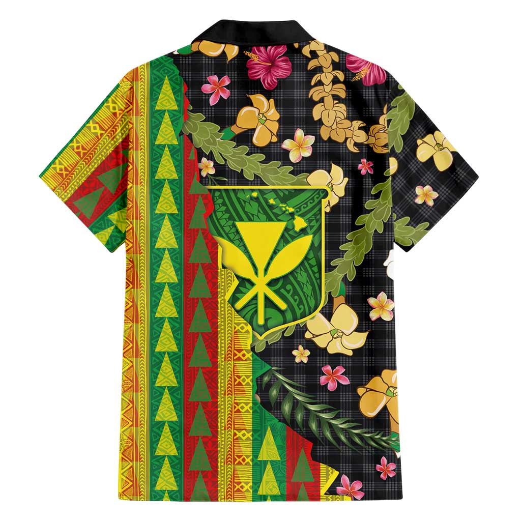 Hawaiian Tropical Plants Lei Family Matching Off The Shoulder Long Sleeve Dress and Hawaiian Shirt Kanaka Maoli Tribal with Palaka Motifs LT03 - Polynesian Pride