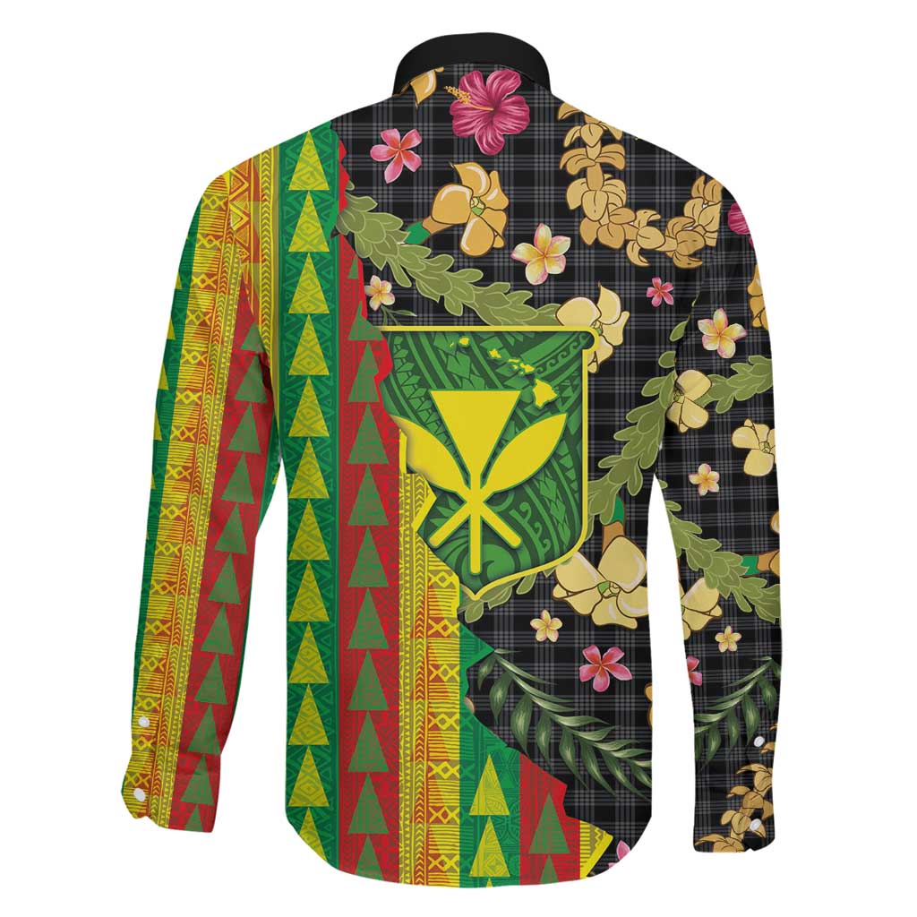 Hawaiian Tropical Plants Lei Family Matching Off The Shoulder Long Sleeve Dress and Hawaiian Shirt Kanaka Maoli Tribal with Palaka Motifs LT03 - Polynesian Pride