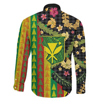 Hawaiian Tropical Plants Lei Family Matching Off The Shoulder Long Sleeve Dress and Hawaiian Shirt Kanaka Maoli Tribal with Palaka Motifs LT03 - Polynesian Pride