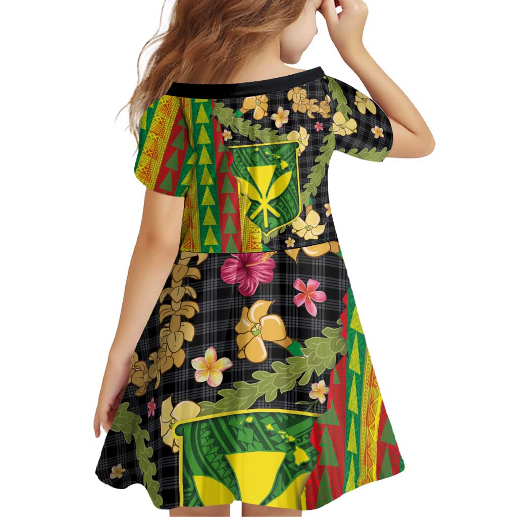 Hawaiian Tropical Plants Lei Family Matching Tank Maxi Dress and Hawaiian Shirt Kanaka Maoli Tribal with Palaka Motifs LT03 - Polynesian Pride